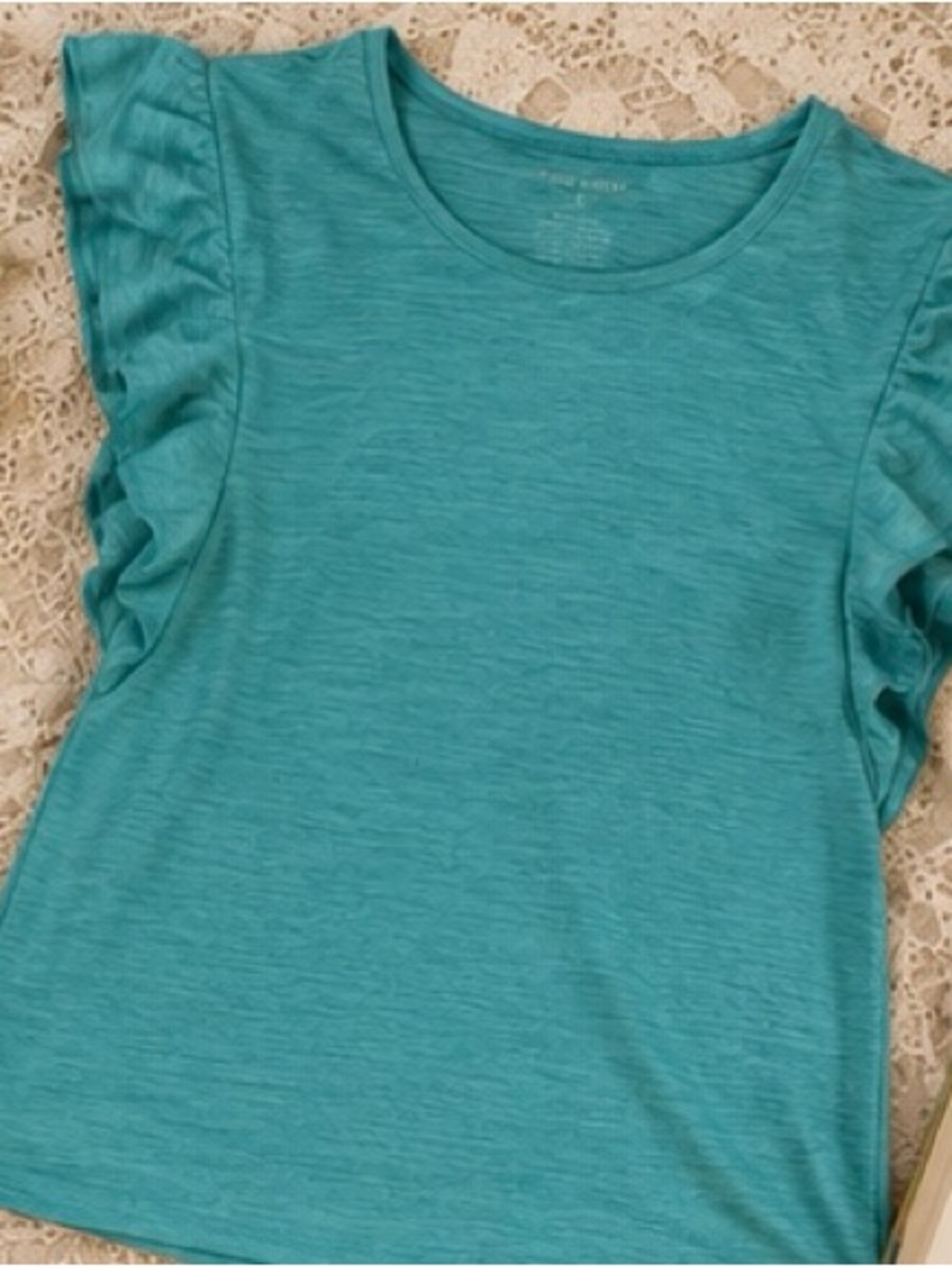 Nine West Teal Flutter Sleeve Tunic Top Nine West Teal Short Sleeve Tee